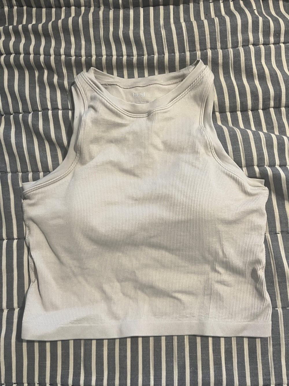 Women’s Ribbed High-Neck Crop Tank Top - beige